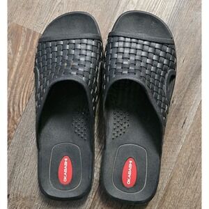 Okabashi Torino Men XL Black Supportive Theraputic Slide Sandal Basket Weave